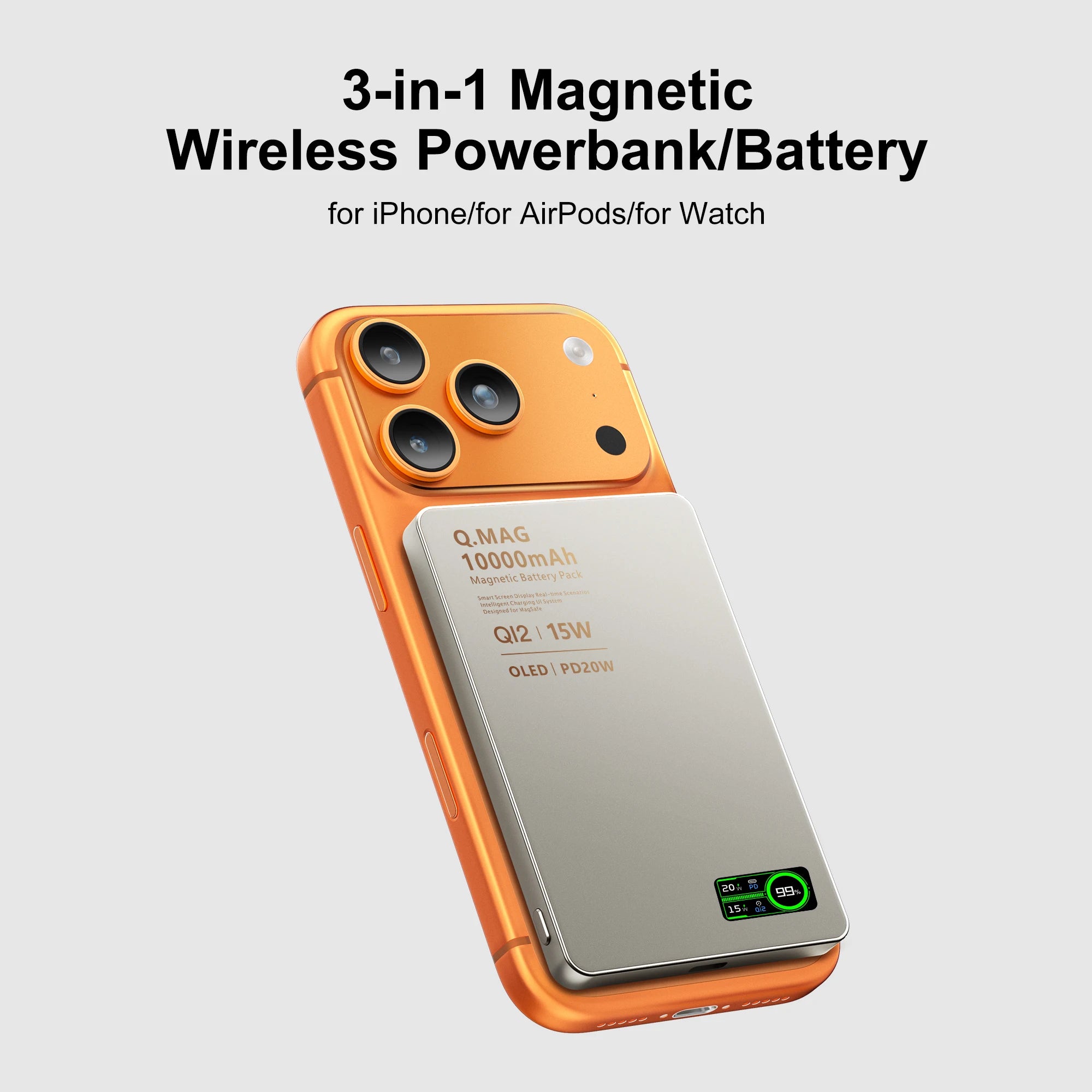 5000mAh Magnetic Power Bank MagSafe Wireless Fast Charger for iPhone 12–17 Pro/Pro Max, Compact Portable Battery Pack
